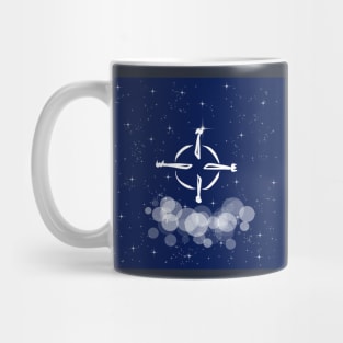 Compass, parts of the world, north, south, west, east, tourism, travel, world, technology, light, universe, cosmos, galaxy, shine, concept Mug